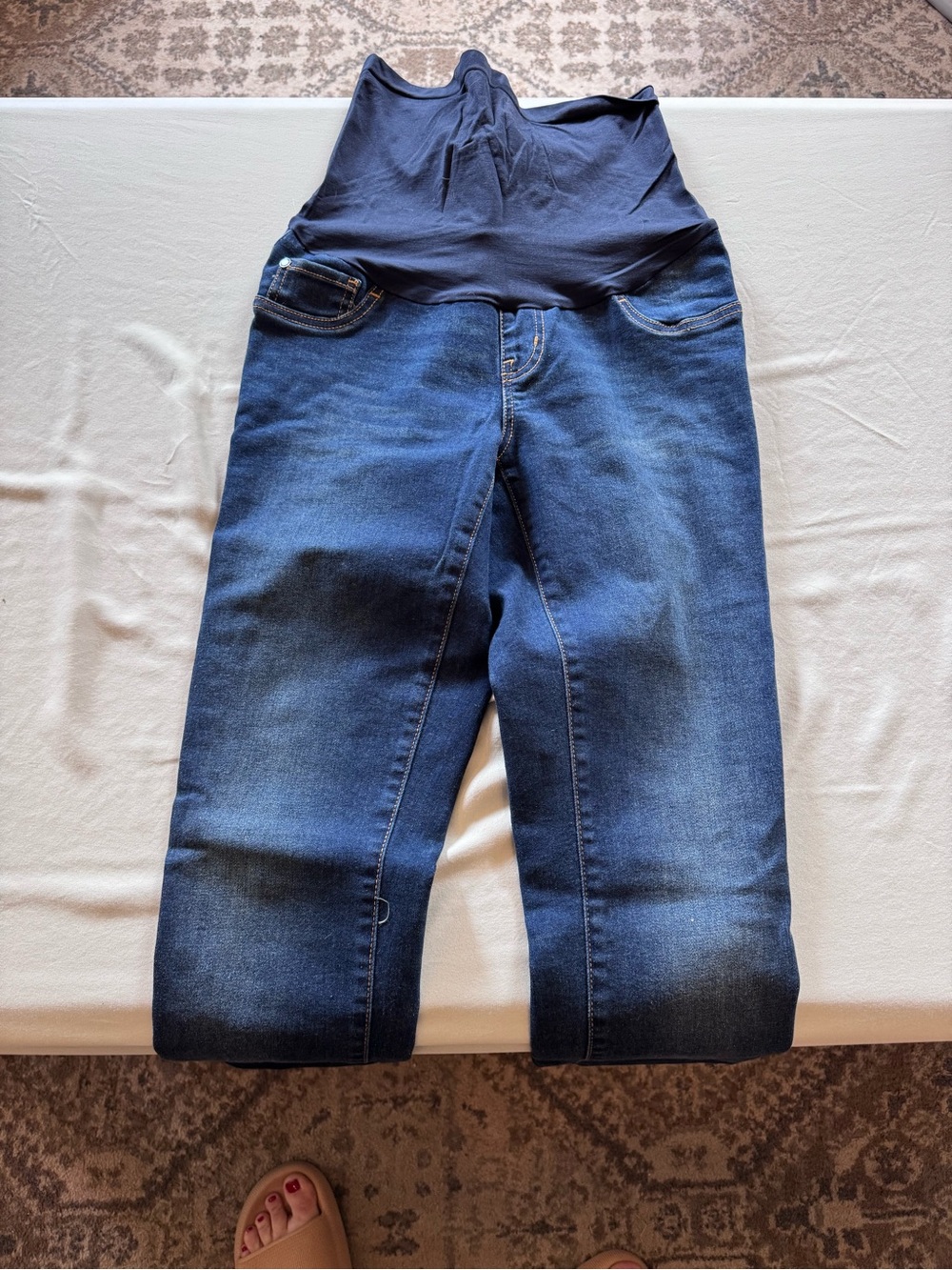 Indigo Blue Dark Navy Maternity Jeans with Elastic Panel